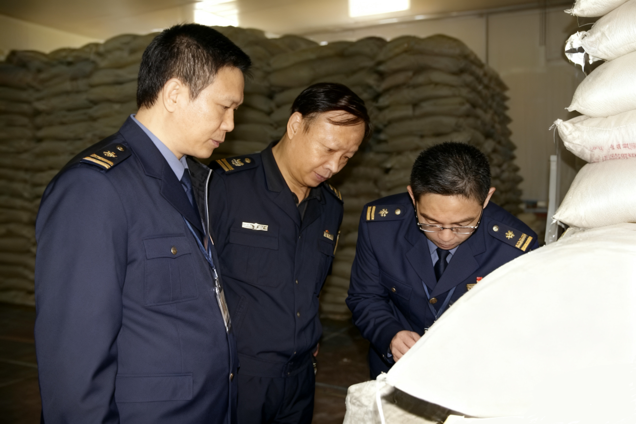 工作人員現(xiàn)場(chǎng)查驗(yàn)米倉